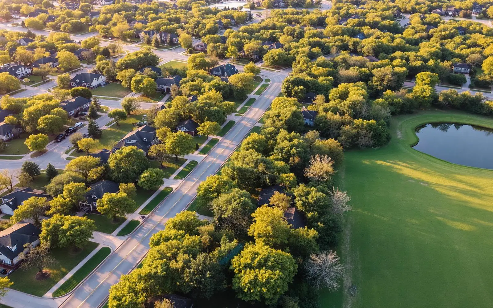 Aerial view of a North Texas neighborhood